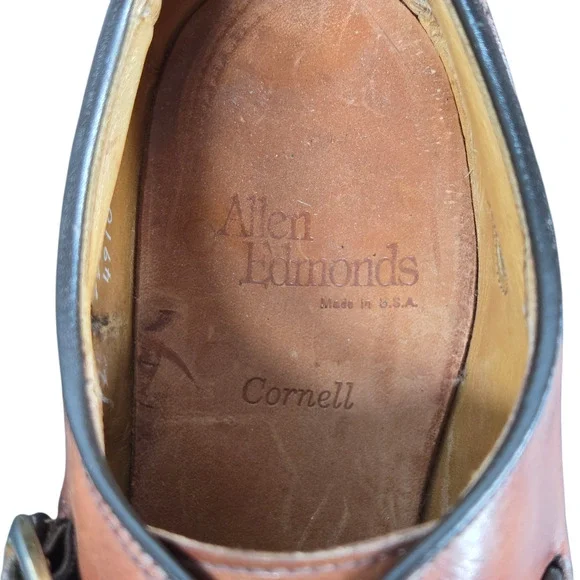 Allen Edmonds Cornell Monk Strap Shoes Mens 8.5 Narrow Split Toe Brown Leather Oxfords & Derbys